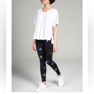 Terez foil printed rainbow star leggings